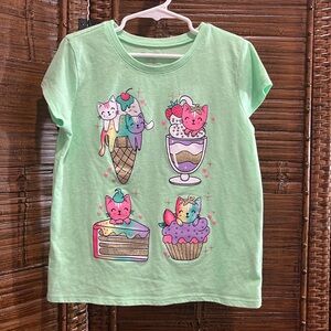 Children’s Place Mint Green Cat Dessert Graphic Tee, M (7/8)